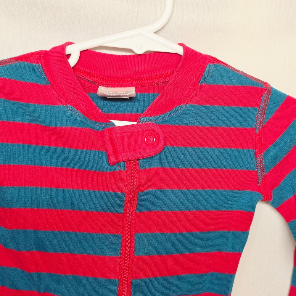 Hanna Andersson One Piece Kids 18-24 mos Red Blue Striped Snug Fit Sleeper - Picture 2 of 5